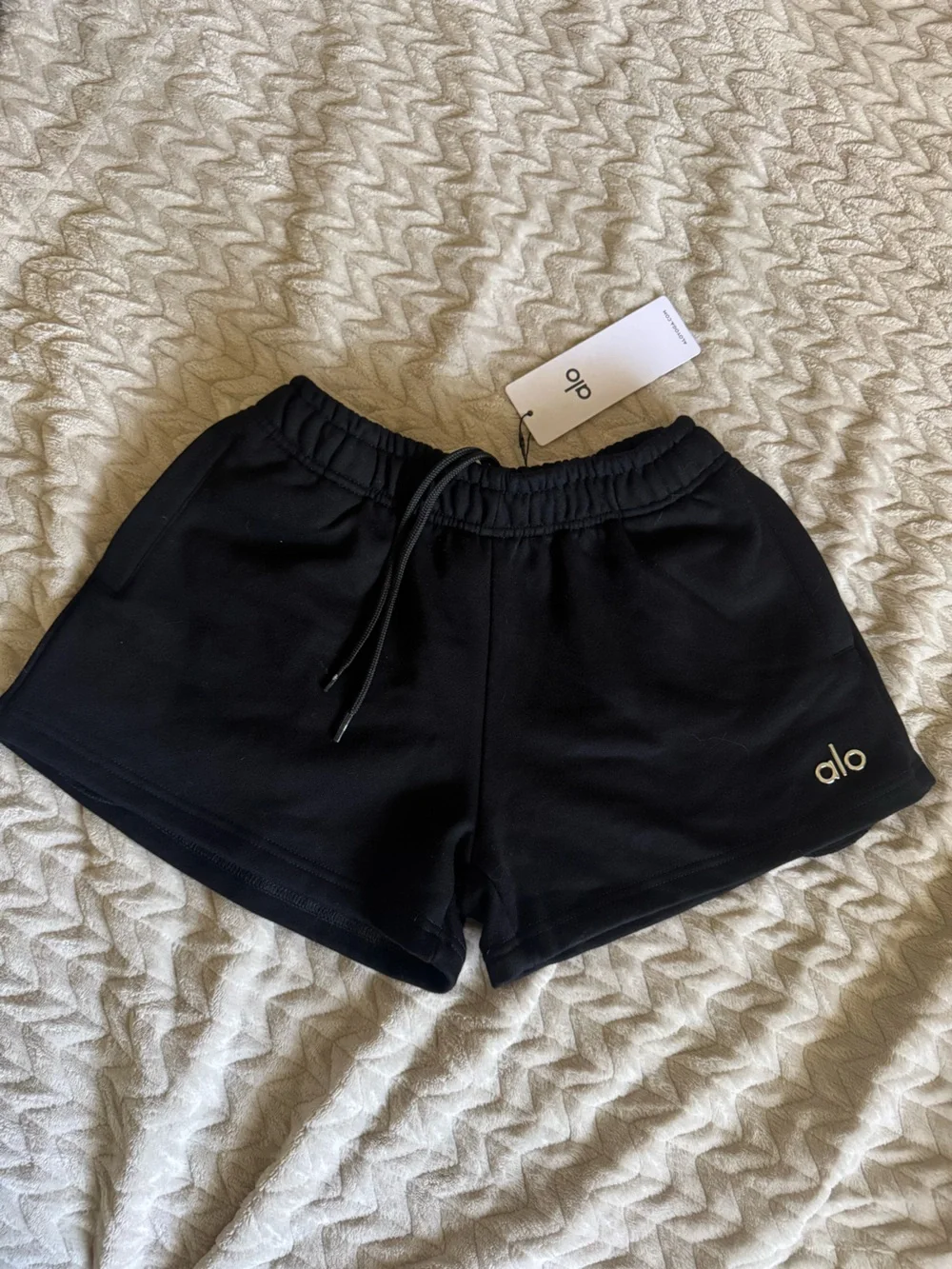 ALO Yoga Black Elastic-Waist Athletic Lounge Shorts